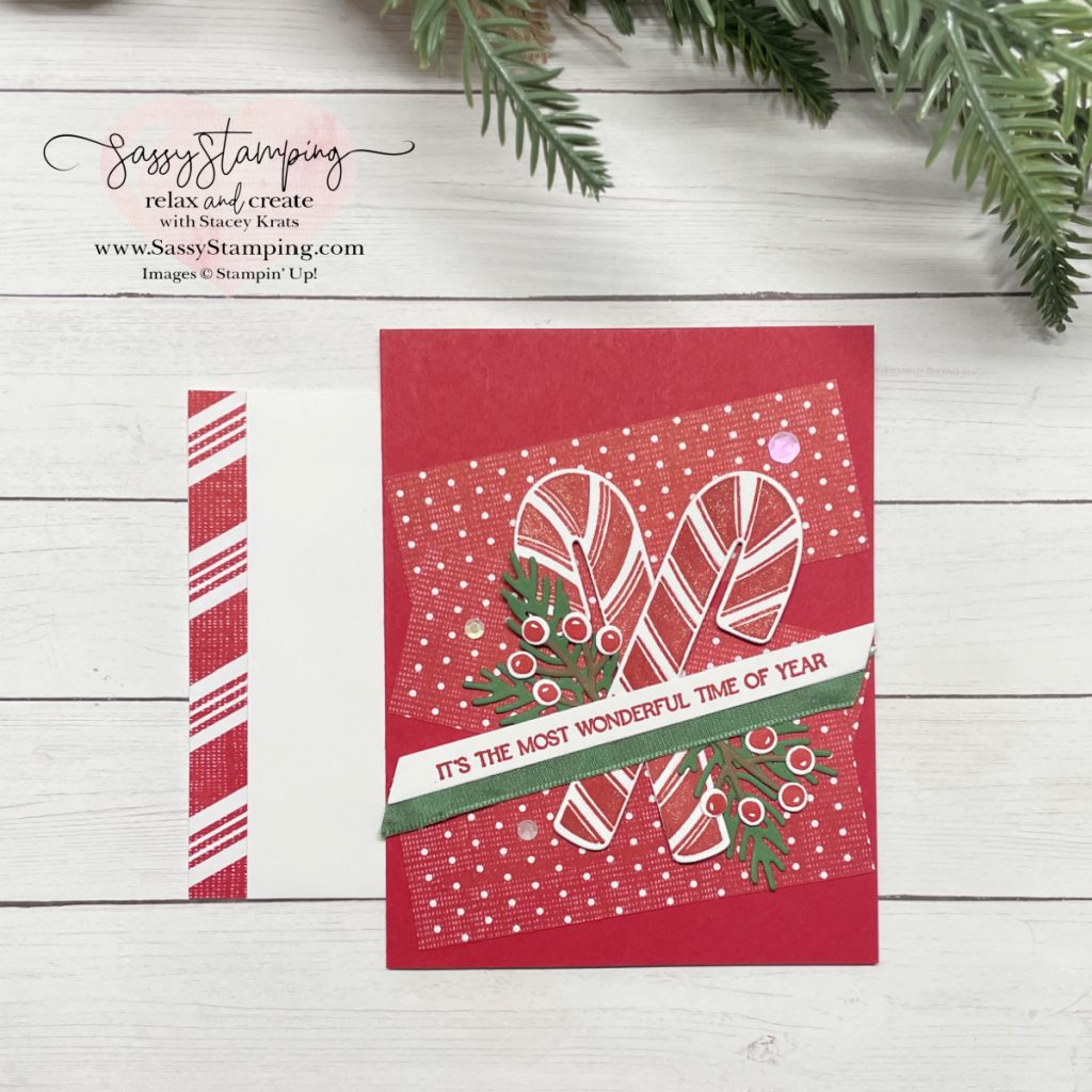 Candy Cane Christmas Card with saying "It's the Most Wonderful Time of Year